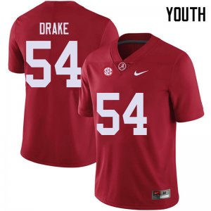 NCAA Youth Alabama Crimson Tide #54 Trae Drake Stitched College 2018 Nike Authentic Red Football Jersey KY17L67HF
